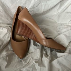 Franco Sarto Leather Pointed Toe Wedge Pumps